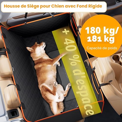 pecute Hundedecke Auto Rückbank mit Harter Unterseite bis zu 180 kg | Wasserdicht und rutschfest Hundesitzbezug, Hunde-Sicherheitsgurt für SUV, LKW, Dog Car Seat Cover,Lagerung im Auto - 2