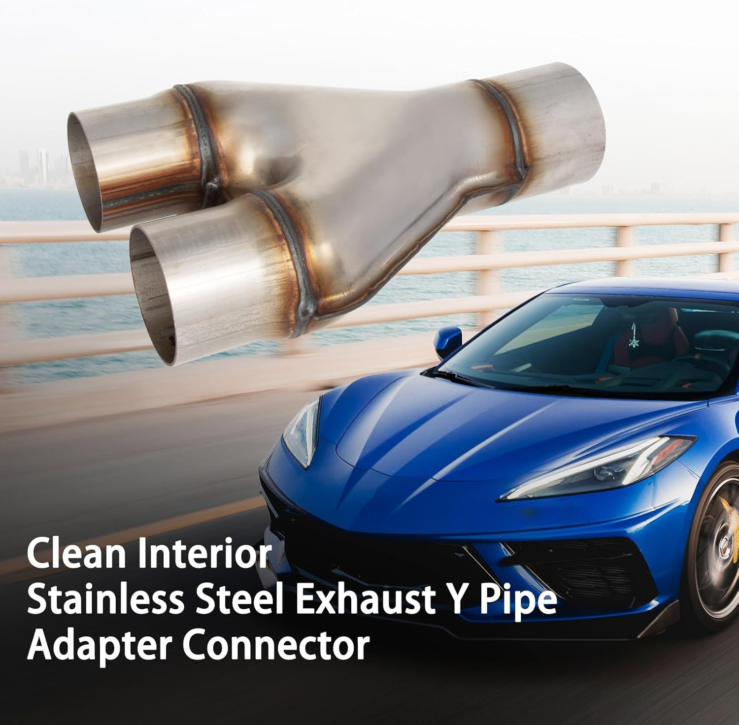 Universal Exhaust Y Pipe,2.5"Single to 2.5"Dual Exhaust Y Adapter Connector,Overall Length:10"Stainless Steel Y-pipe (2.5"to 2.5")