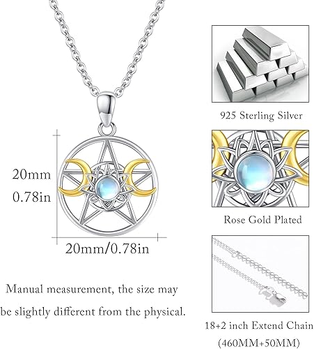 Vista 6 de CUOKA MIRACLE Sun Necklace 925 Sterling Silver Sun Moon Pendant Crescent Moon Necklaces Jewenry Pendant Celestial Jewelry Gifts for Women Mother's