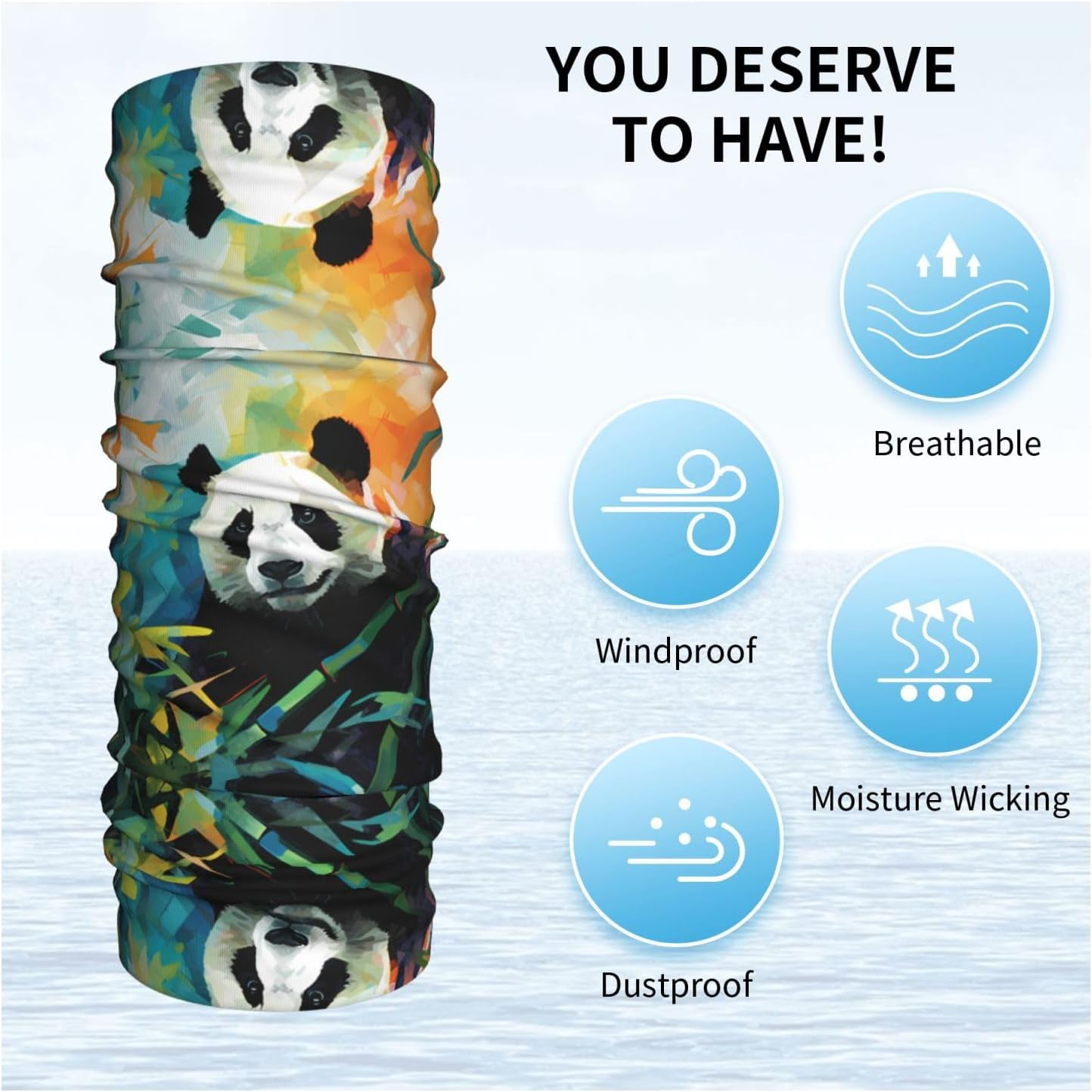 Cute and adorable panda Pattern Multifunctional sports headscarf Headband, face mask, wristband