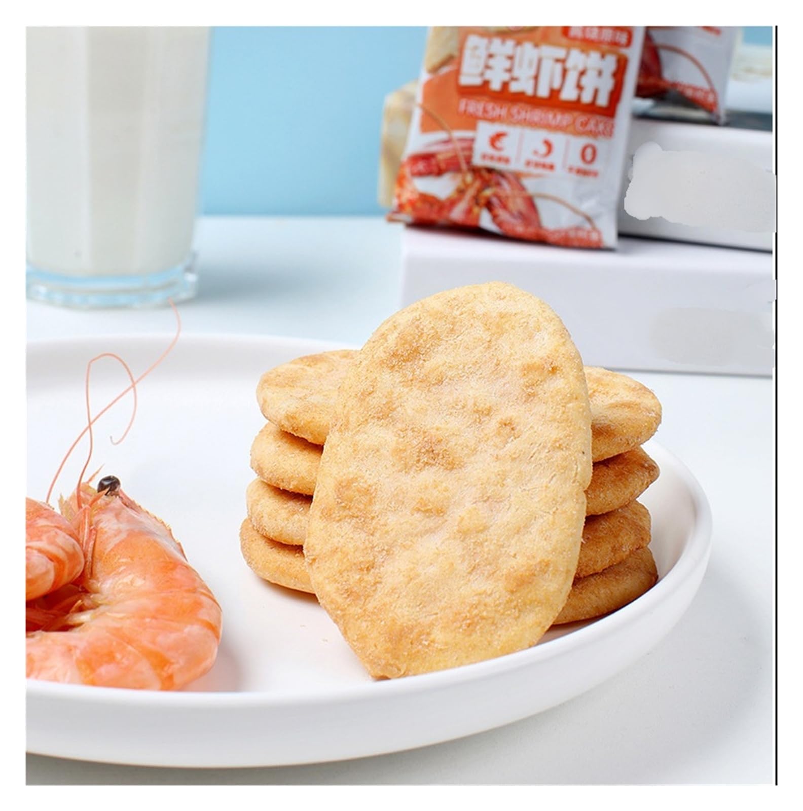180 g de galletas de camarones frescos, galletas crujientes y saladas, el refrigerio perfecto for satisfacer tus antojos(2pcs)