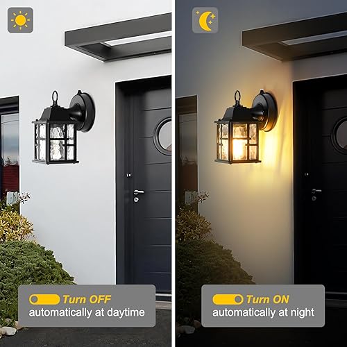 Miniatura 2 de Luces de pared para exteriores, paquete de 2 luces de porche del atardecer al amanecer, accesorios de iluminación exterior montados en la pared,