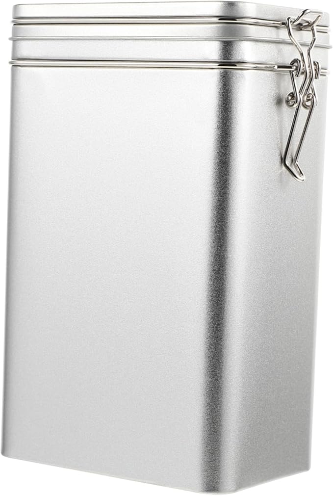 Recipiente cuadrado de hojalata para café, plateado, hermético miniatura 8