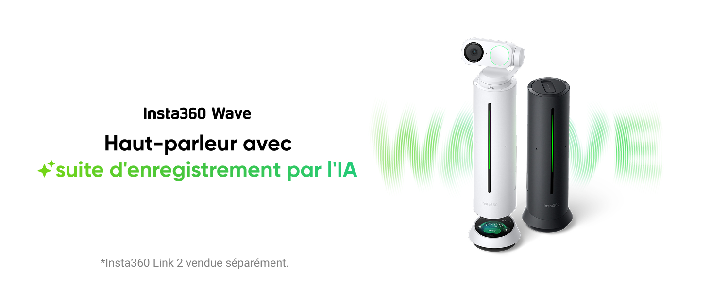 Insta360 Wave AI Conference Speakerphone With Bluetooth, Noise-Canceling Mics, Beamforming, Zoom Certified, AI Transcription & Summary, 32GB Storage For Meetings, Podcasts, Home Office And Livestreams