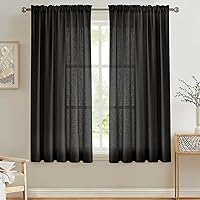 Vista 13 de Cortinas semitraslúcidas de 96 pulgadas de largo, cortinas rojas con dobladillo para cortinero, para sala de estar, dormitorio, paneles de ventana