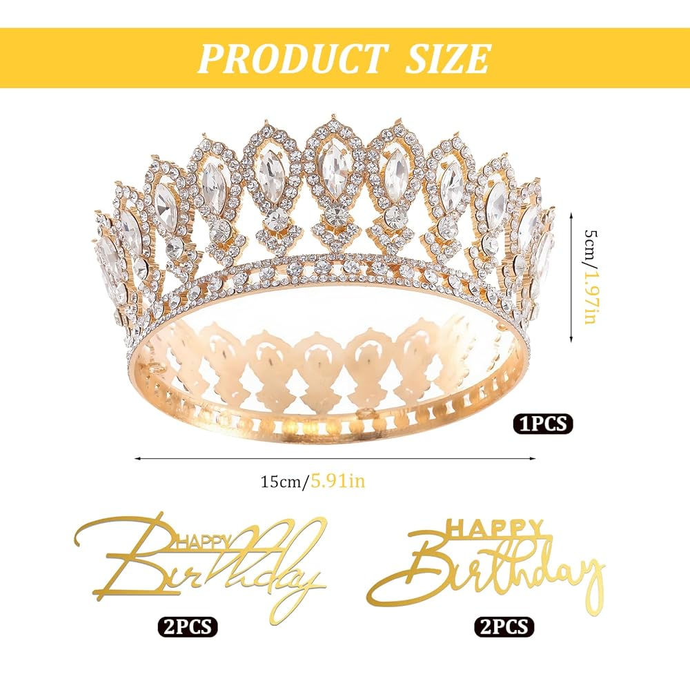 Prinzessin Krone Mit Strasssteinen - Goldene Tiara Für Hochzeiten & Partys