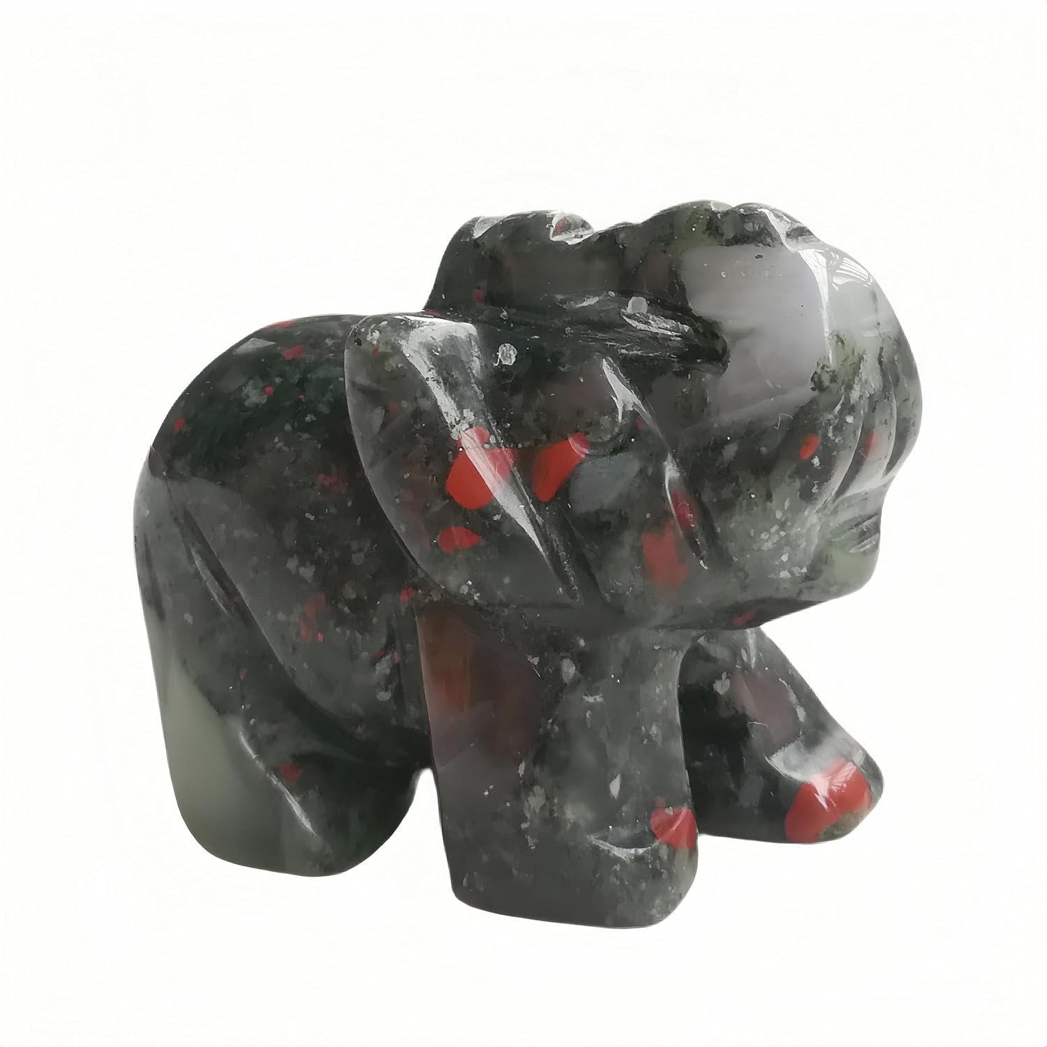 Synthetic Cherry Quartz Hand Carved Elephant Crystals and Healing Stones,1.5 Inches Animal Figurines Gemstone Indoor Decorative Stone