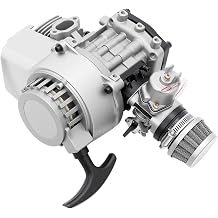49cc 2-Stroke Engine, Single-Cylinder Dirt Bike Engine, 7000 RPM Air-Cooled Racing Engine with Pull-Start and Electronic Ignition System for Dirt Bikes, ATVs, and Scooters