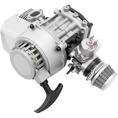 49cc 2-Stroke Engine Motor 3HP for Mini Motorcycle, Air Cooled Gasoline Engine 1.9kW 7000RPM with Pull Start, Electronic Ignition, Durable Replacement Motor 2.7N.M Torque, 0.32 Gal Fuel Tank