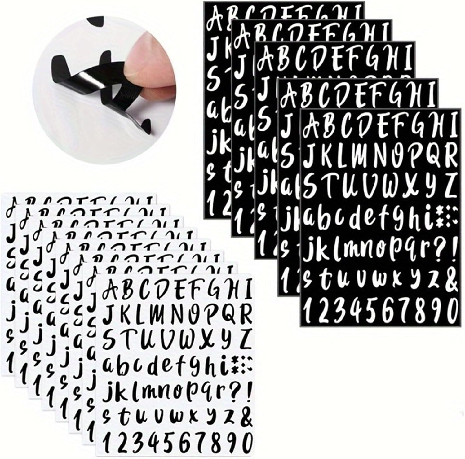Letter Stickers 20 Sheet PVC Alphabet And Number Stickers Self-Adhesive Vinyl Lettering Decals For Signs,Single Use Classroom(White)