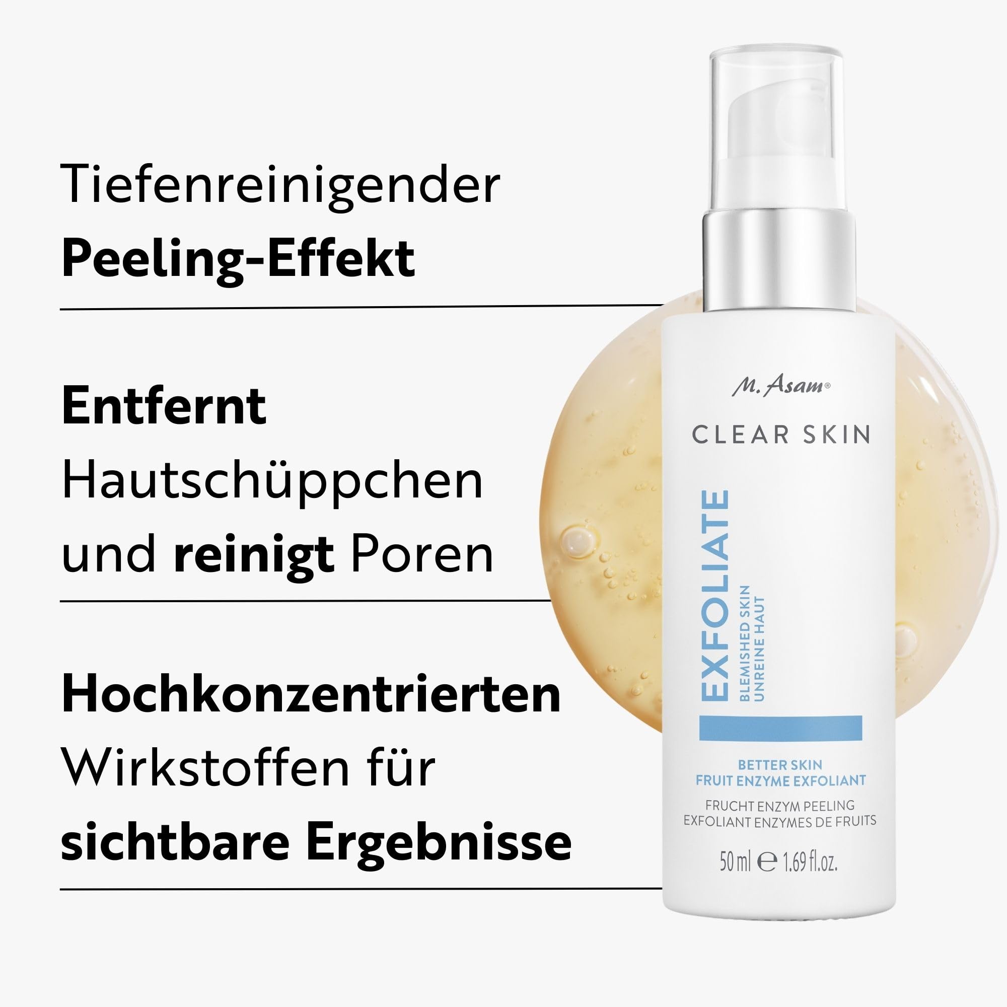 M. Asam CLEAR SKIN Better Skin Fruit Enzyme Exfoliant (50 ml) – AHA Peeling mit Enzymen, sanftes Fruchtsäurepeeling für alle Hauttypen, exfolierend, Skincare für klare Haut, vegan