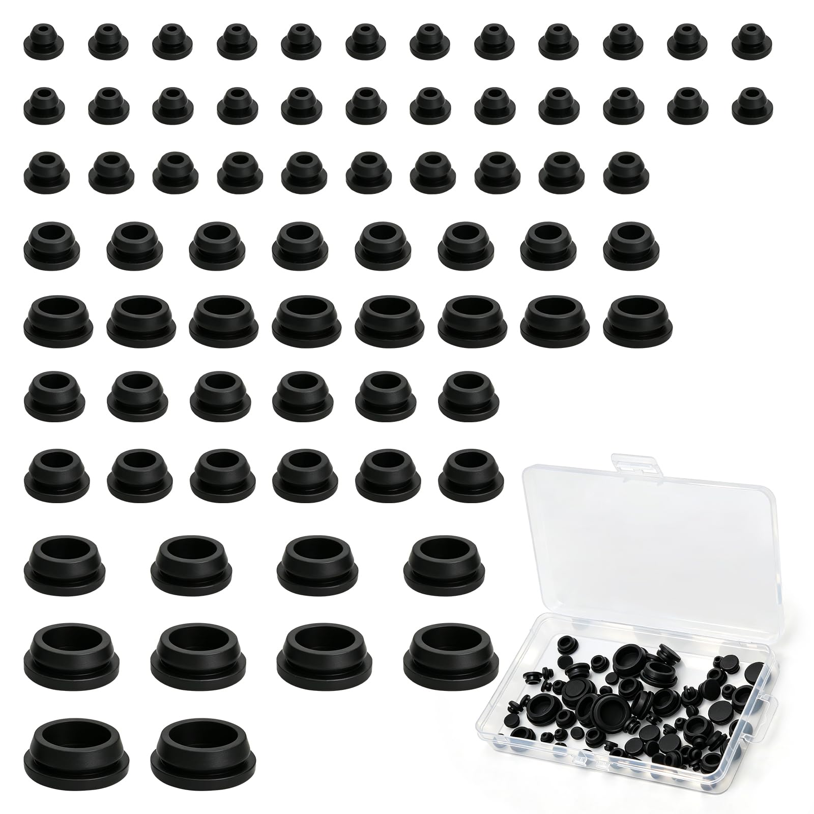 72 PCS 10 Sizes Rubber Bungs for Holes, Flexible Round Rubber Stoppers, Waterproof Sealing Hole Plugs for Furniture Kitchen Pipe Car (4.5-20mm)