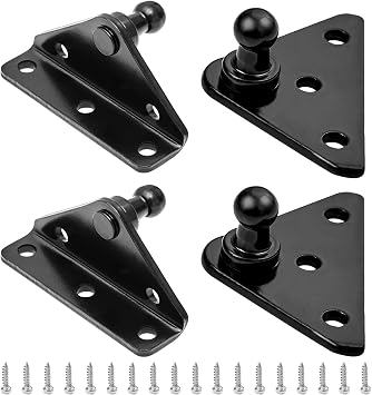 IAQWE 10 mm Ball Stud Mounting Brackets for Gas Struts | 2 L-Type & 2 Flat Brackets with 16 Screws, Zinc-Iron Alloy, Rust & Corrosion Resistant, Multi-Scenario DIY Projects