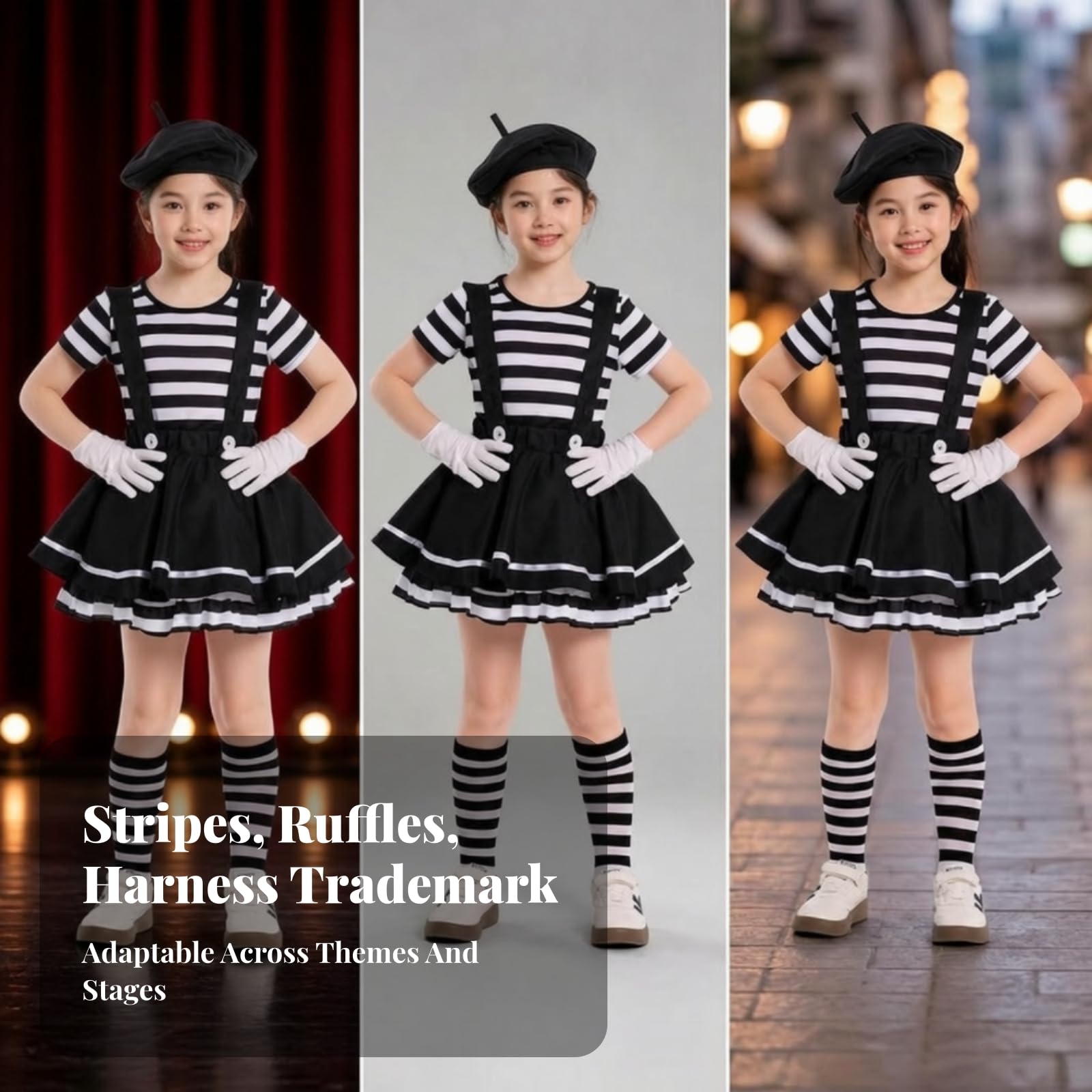 Costume da con Guanti Bianchi | Costume da con cappello Nero, Traspirante, per Recite Scolastiche, Feste in Maschera