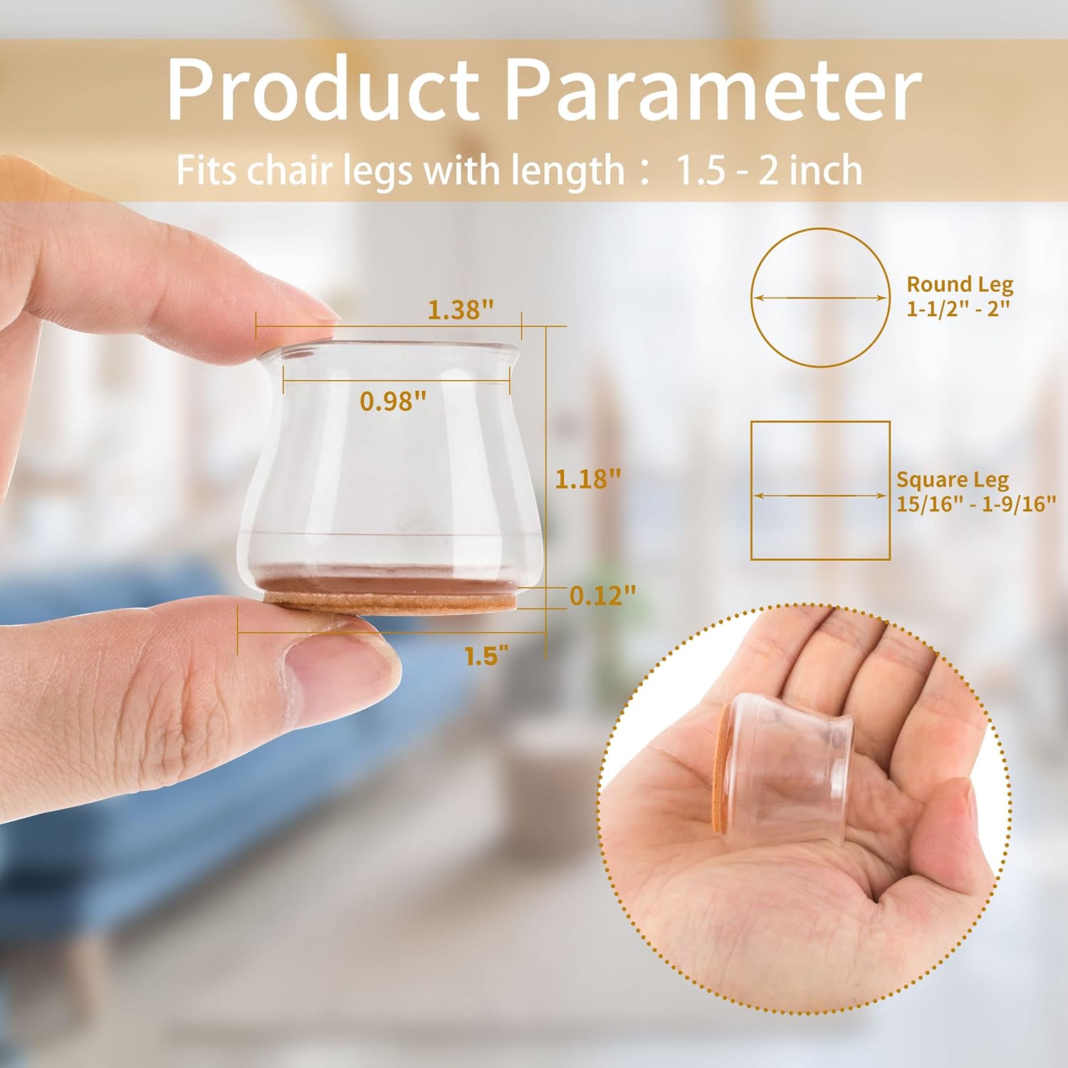 24Pcs Meditoross Silicone Chair Leg Floor Protectors, Chair Leg Protectors for Hardwood Floors, Chair Leg Protectors, Chair Leg Caps, Protection for Floor to Prevent Scratches, Noise, Fit 1.55"-2"