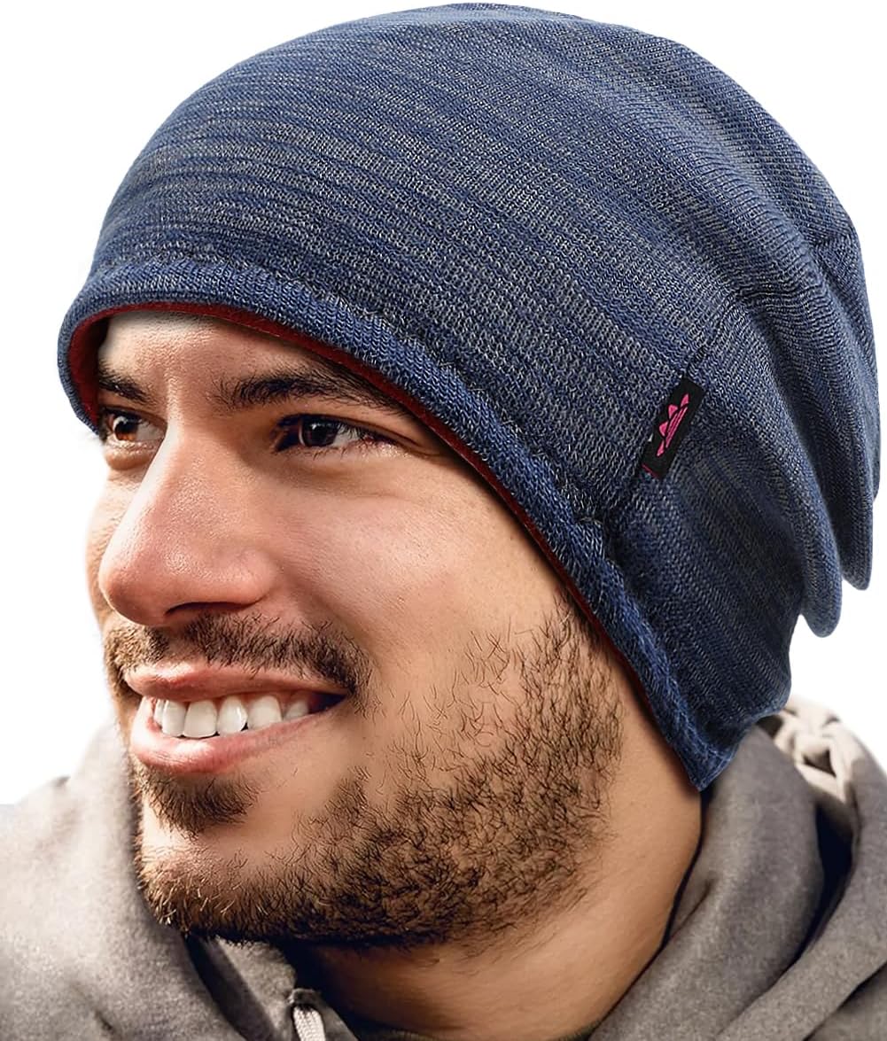 Lvaiz Winter Fleece Lined Knitted Beanie Hats for Men Reversible Windproof Watch Hat Warm Skull Cap for Women - Image 2