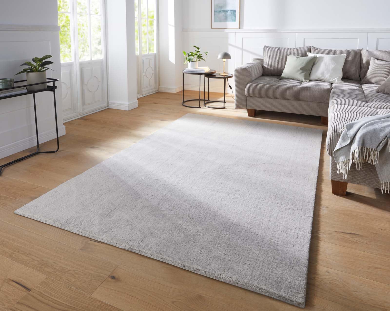 Taracarpet Supersoft kurzflor Teppich Fiona Wohnzimmer Schlafzimmer Kinderzimmer Flur Läufer waschbar rutschfest Uni New Grau 200x280 cm