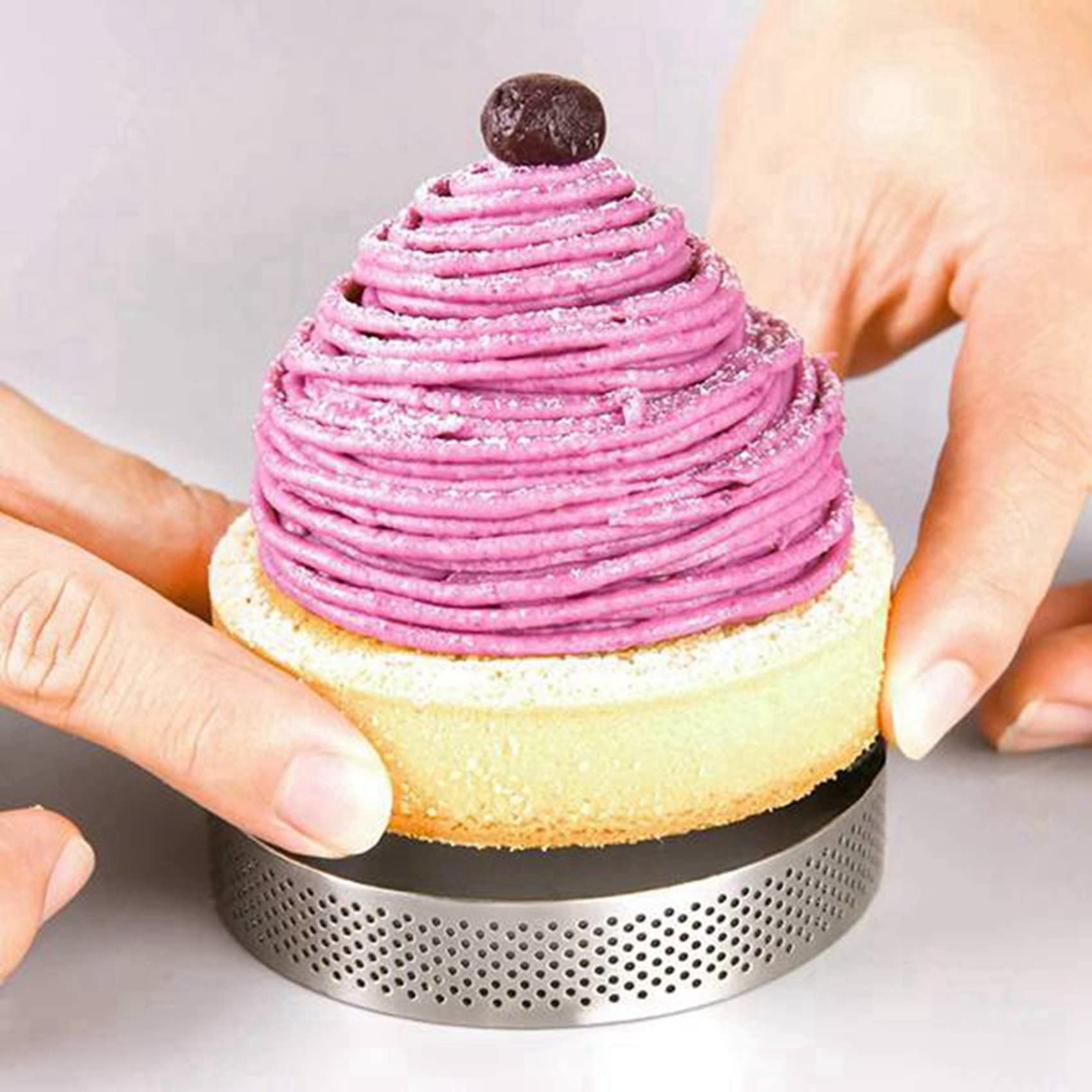 Zestaw okrągłych pierścieni do tarty ze stali nierdzewnej, 30 szt., 9 cm, foremki do musów z otworami do pieczenia w kuchni