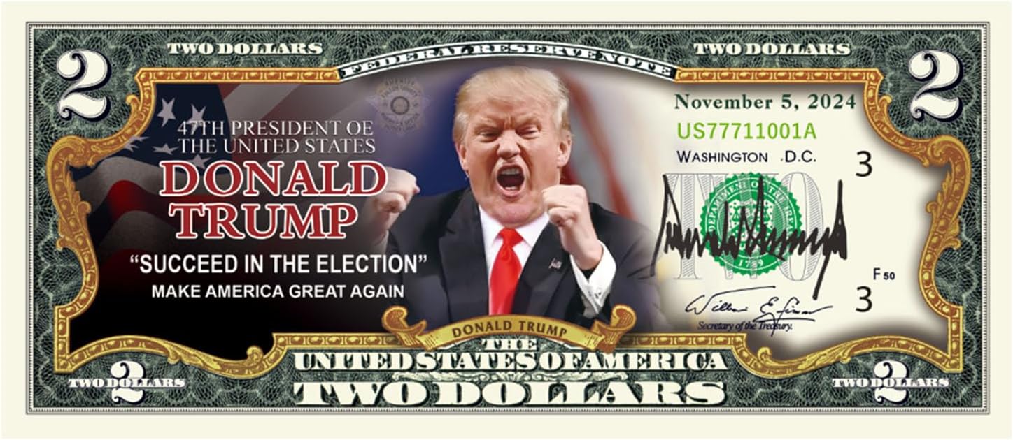 Trump 2 Dollar Bill Donald Trump Never Surrender Colorized Mugshot 2024 Trump Coin Uncirculated Commemorative Coin Trump Merchandise - Image 3