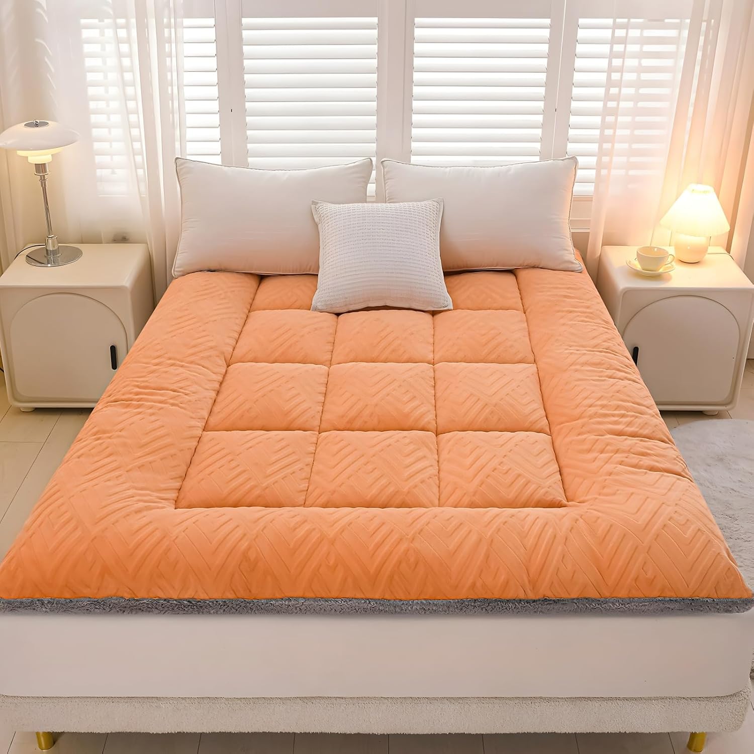 Thick Double Mattress and Floor Sleeping Pad - Full Size, Compact Foldable, Super Soft, Easy to roll up Tatami mat for Outdoor Adventures, RV Travel, Guest beds, and Home use