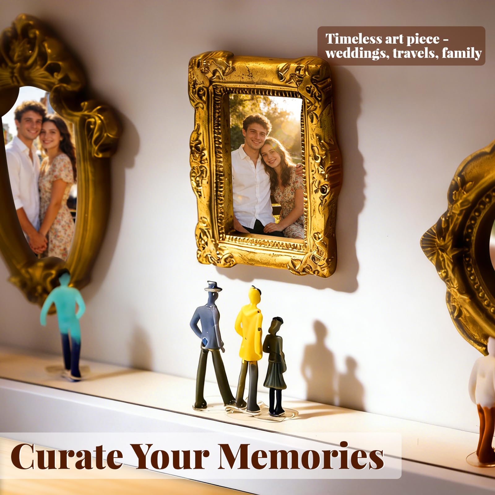 Yizhet Coffret DIY Mini Musée Silhouette – Cadre Photo Créatif Shadow Box avec Éclairage LED, 8 Mini Cadres Dorés & 8 Figurines Aléatoires pour Anniversaire, Mariage, Décoration Intérieure