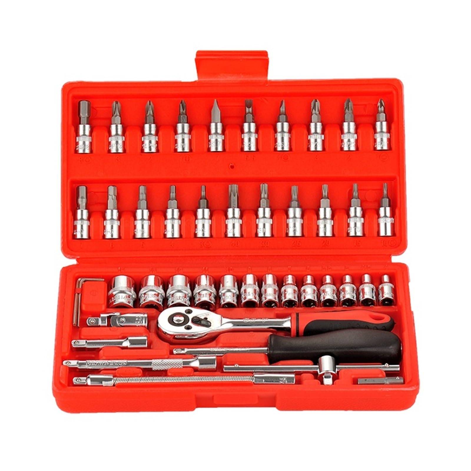 4-14 Mm Manchon Voiture Moto Vélo Outils De Réparation 46 Pièces 1/4 Pouce Cliquet Clé Dynamométrique Ensemble Clés À Douille D'embouts