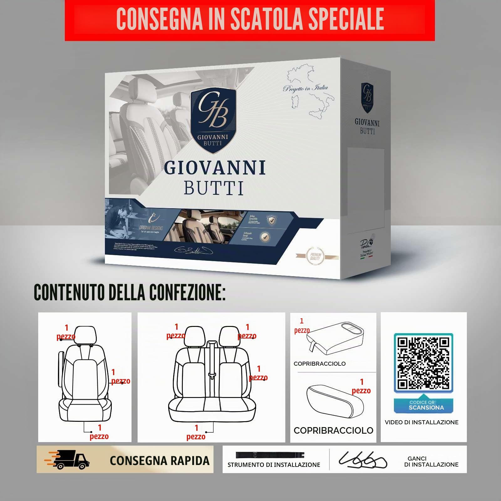 Coprisedili 2+1 per Fiat Ducato, Peugeot Boxer, Citroen Jumper (2014-2026) Opel Movano C (2022-2026) - Tessuto Piqué, Nero, Set coprisedili anteriore con sedile passeggeri diviso
