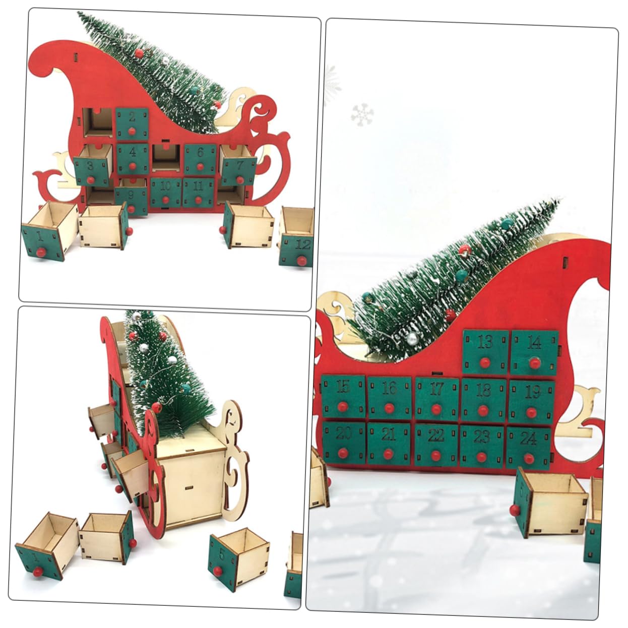 Weihnachtskalender mit Grünem Klassischem Design Adventskalender zum Befüllen für Schlafzimmer und Laden als Festliche Weihnachtsdekoration