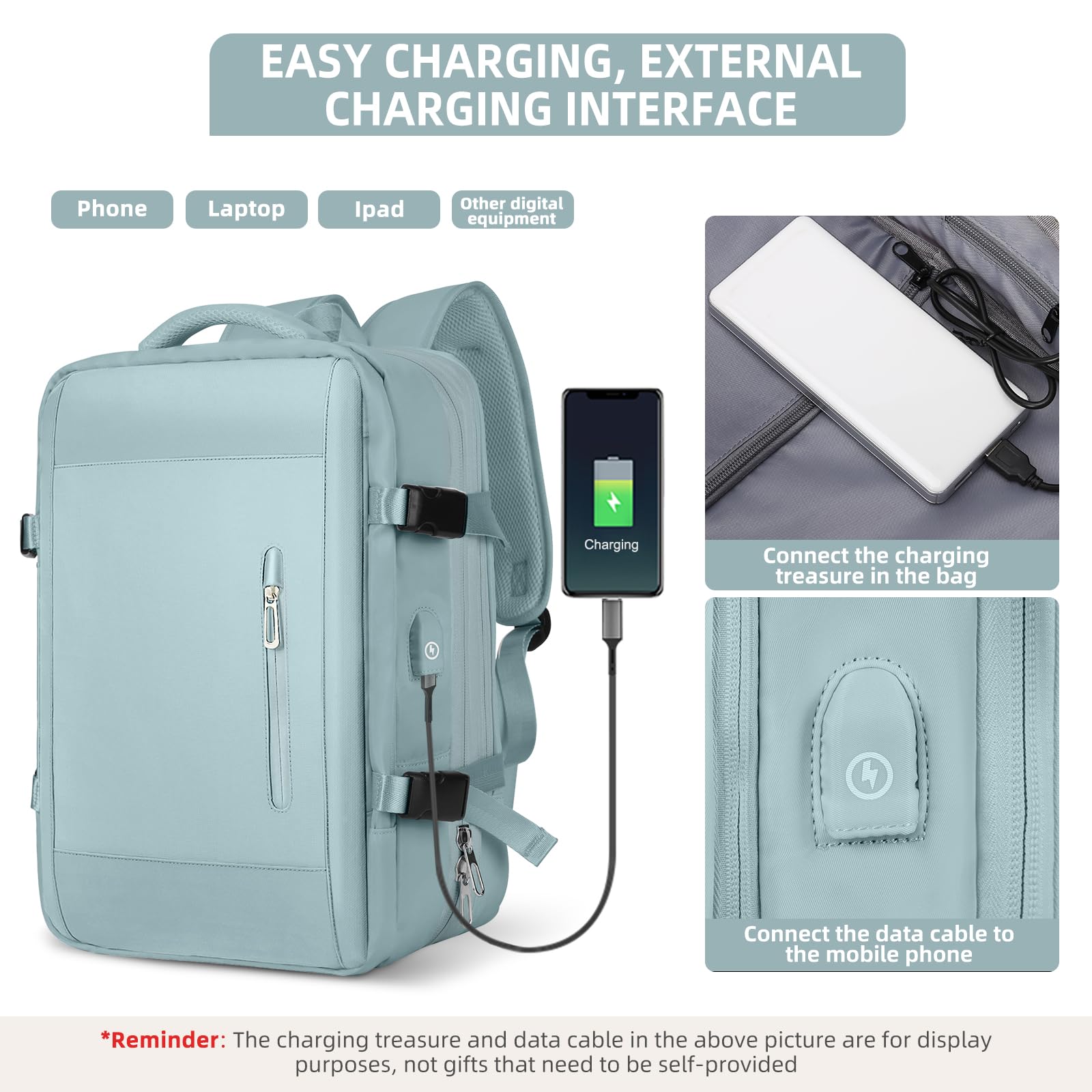 BJLFS Borse da Cabina per Ryanair 40×20×25 Bagaglio a Mano Easyjet 45×36×20 Borsa Zaino da Viaggio, Zaino da trekking,Zaino Casual per laptop da 14 pollici per scuola