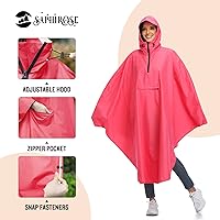 Vista 3 de SaphiRose Lightweight Cycling Jacket Rain Poncho Hooded Rain Coat Cape with Reflective Stripe for Bikes
