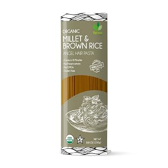 Big Green Organic Food- Organic Millet & Brown Rice Angel Hair Pasta, 8.8oz, Gluten-Free, Non-GMO 1