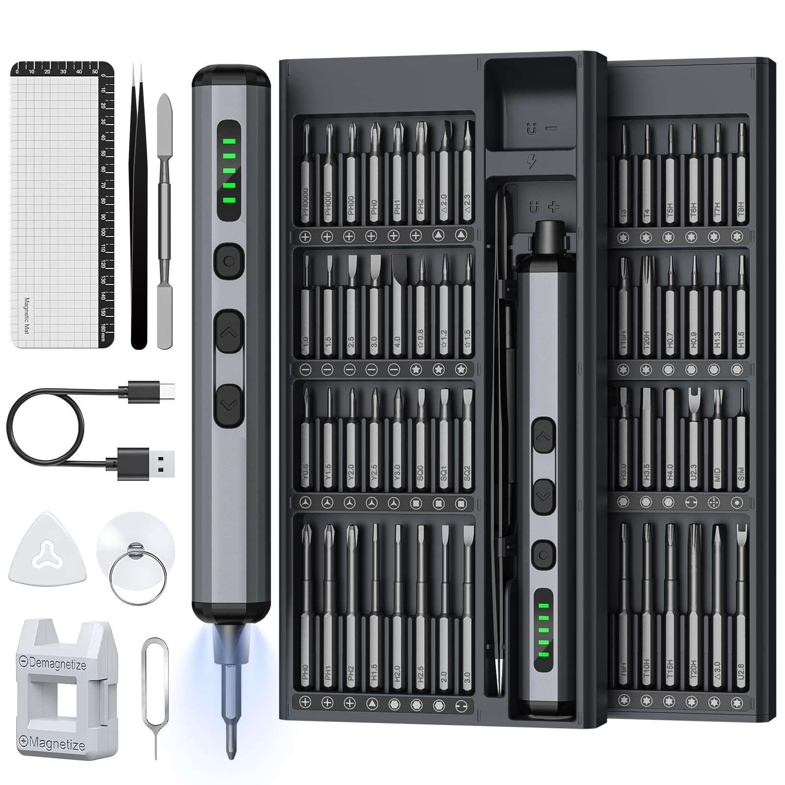 Mini Elektrisch Schraubendreher Set - 72 in 1 Präzisions Electric Screwdriver - Akku Schraubendreher mit 5 Gänge Magnetish Elektro Schraubendreher für Brillen, Uhrm, Handy, Laptop Reparatur