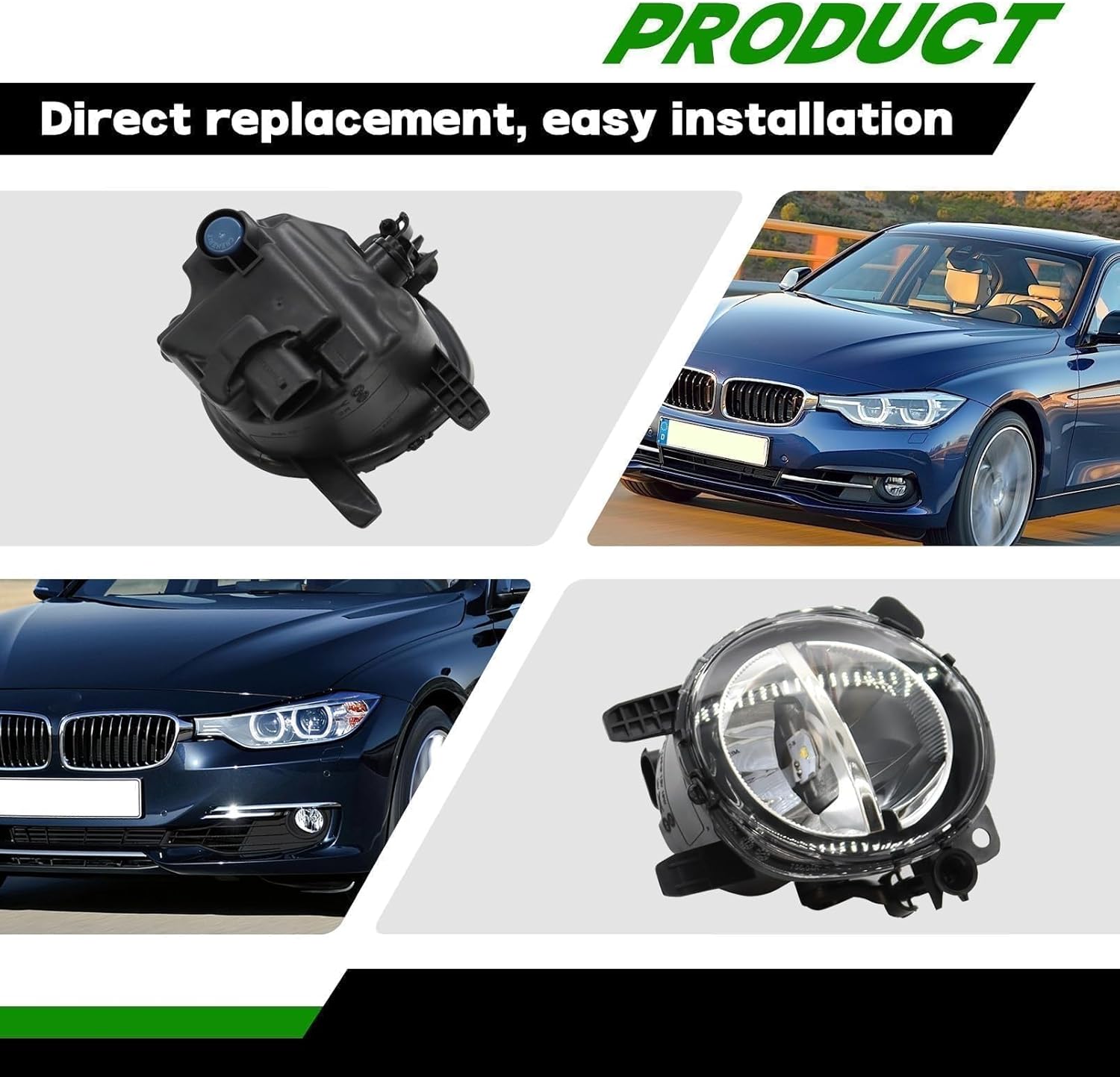 Pair Front Fog Lights Assembly Compatible with 3 Series F30 F35 320i 328d 330e 428i 435i 430i 440i 2012-2018 Driver and Passenger Side Fog lamp 63177315559 63177315560 Left and Right