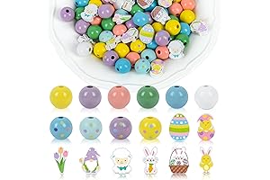 240 Pieces Easter Wood Beads Egg Bunny Wooden Beads
