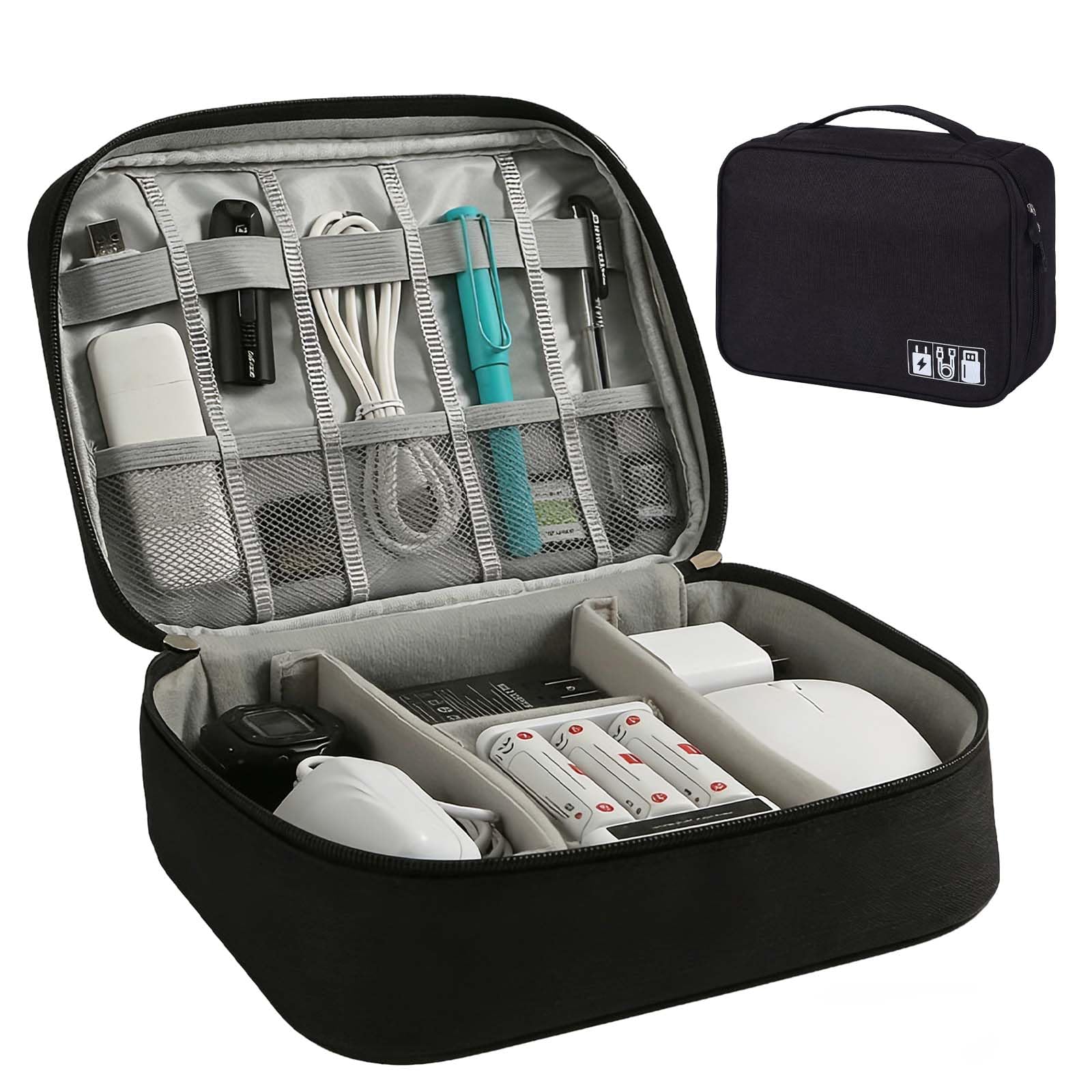 Universal Carry Travel Gadget Bag, Electronics Accessories Organizer Bag, Travel Cable Organiser Bag, Waterproof Electronics Accessories Storage Case for Power Bank Camera iPad and Memory Card