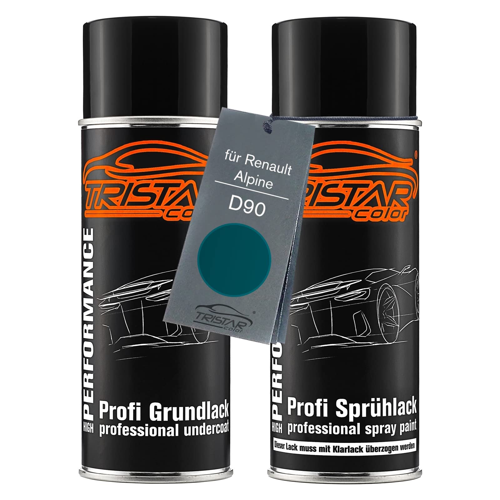 TRISTARcolor Car paint Spray can set for Renault/Alpine D90 Vert Mousse/Solent Green under base coat spray can 400ml
