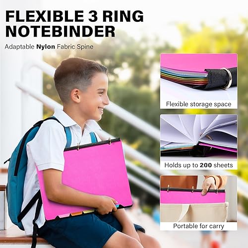 Miniatura 2 de WOT I Carpeta todo en uno, carpeta recargable de 3 anillas con divisores de bolsillos movibles de 5 pestañas, 1 bolsa de botón a presión, papel