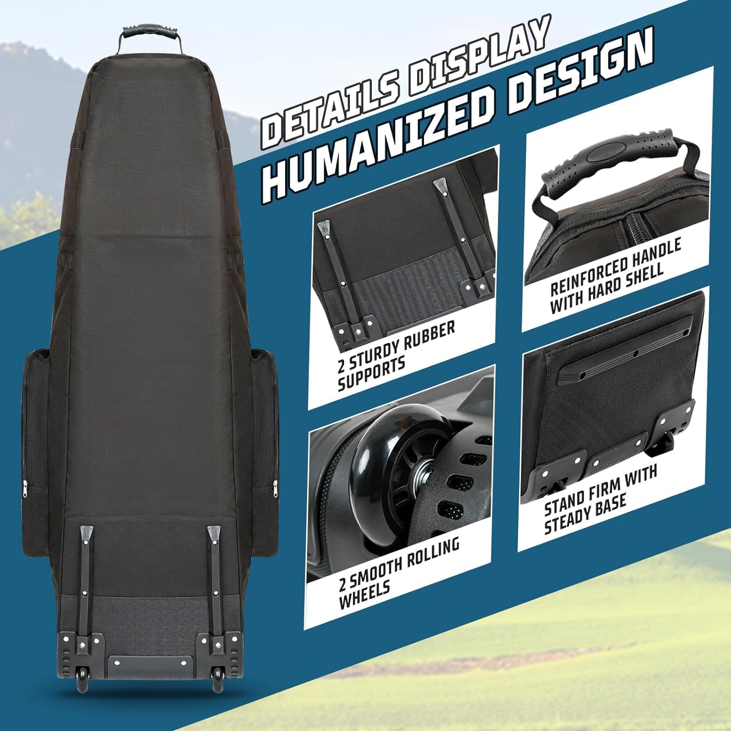 Borse da viaggio da golf con ruote, in tessuto Oxford 900D resistente, resistente all'usura, con custodia extra, leggera e portatile, per compagnie aeree, facile da riporre