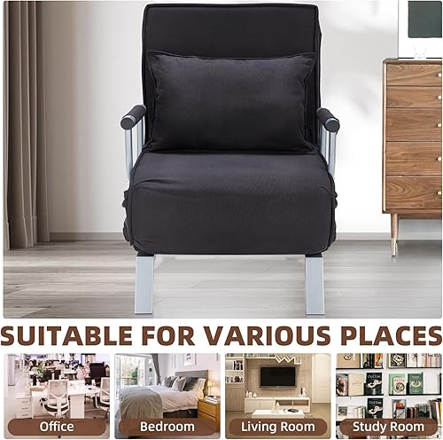 Miniatura 7 de OUTGAVA Sofá cama plegable, sofá cama convertible individual 3 en 1 con respaldo ajustable, cama reclinable con almohada, sillón tapizado de tres