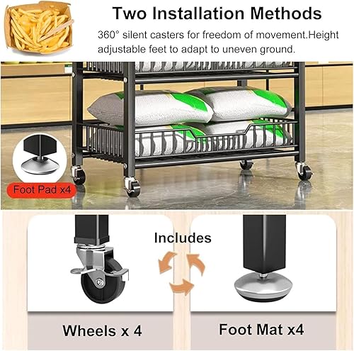 Miniatura 4 de Shelves 4Tier Candy Display Rack Snack Organizer Chip Display Rack,Large Floor Supermarket Snack Organizer Carts,Metal Snack Holder Snack Stand