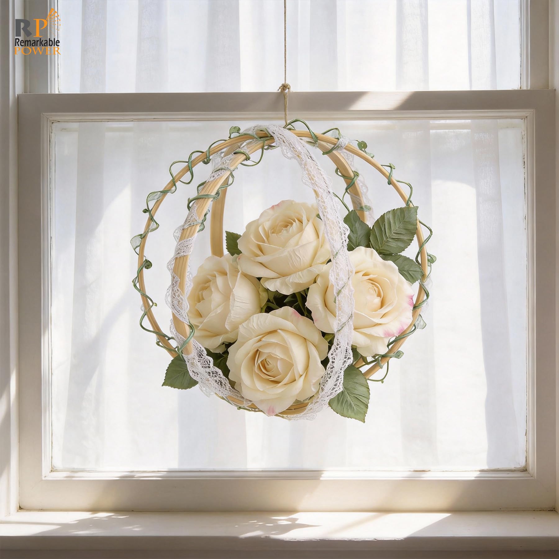 6 Stück Holz Bambus Floral Hoop 20,3 cm Makramee Floral Hoop Ringe Kranz Ring für DIY Traumfänger Hochzeit Kranz Wandbehang Dekor