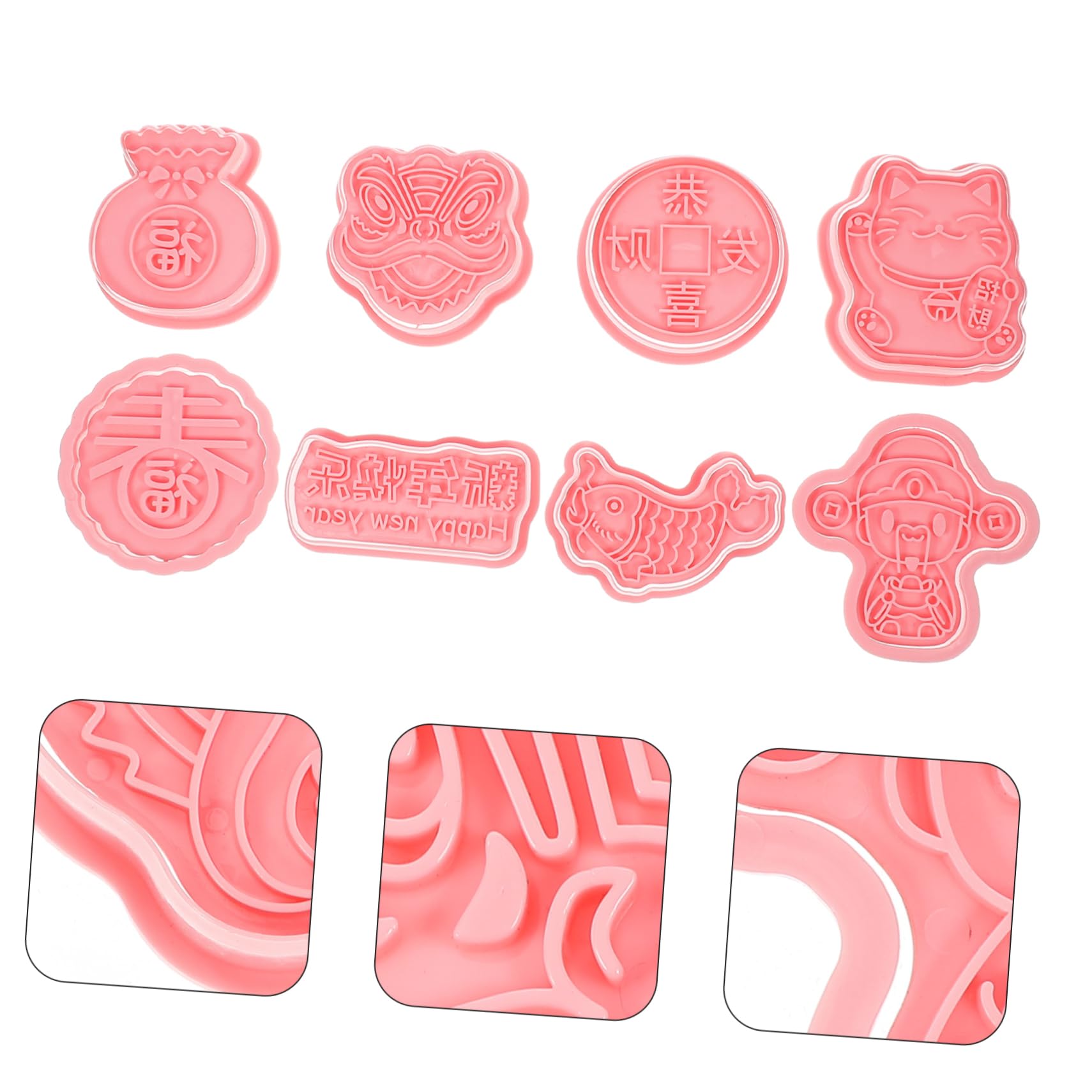 PRETYZOOM 40 Pièces pochoirs du nouvel an moules à pâtisserie moules à biscuits moule de noel emporte piece noel décor emporte-pièces à biscuits moule à biscuits bricolage Plastique rose
