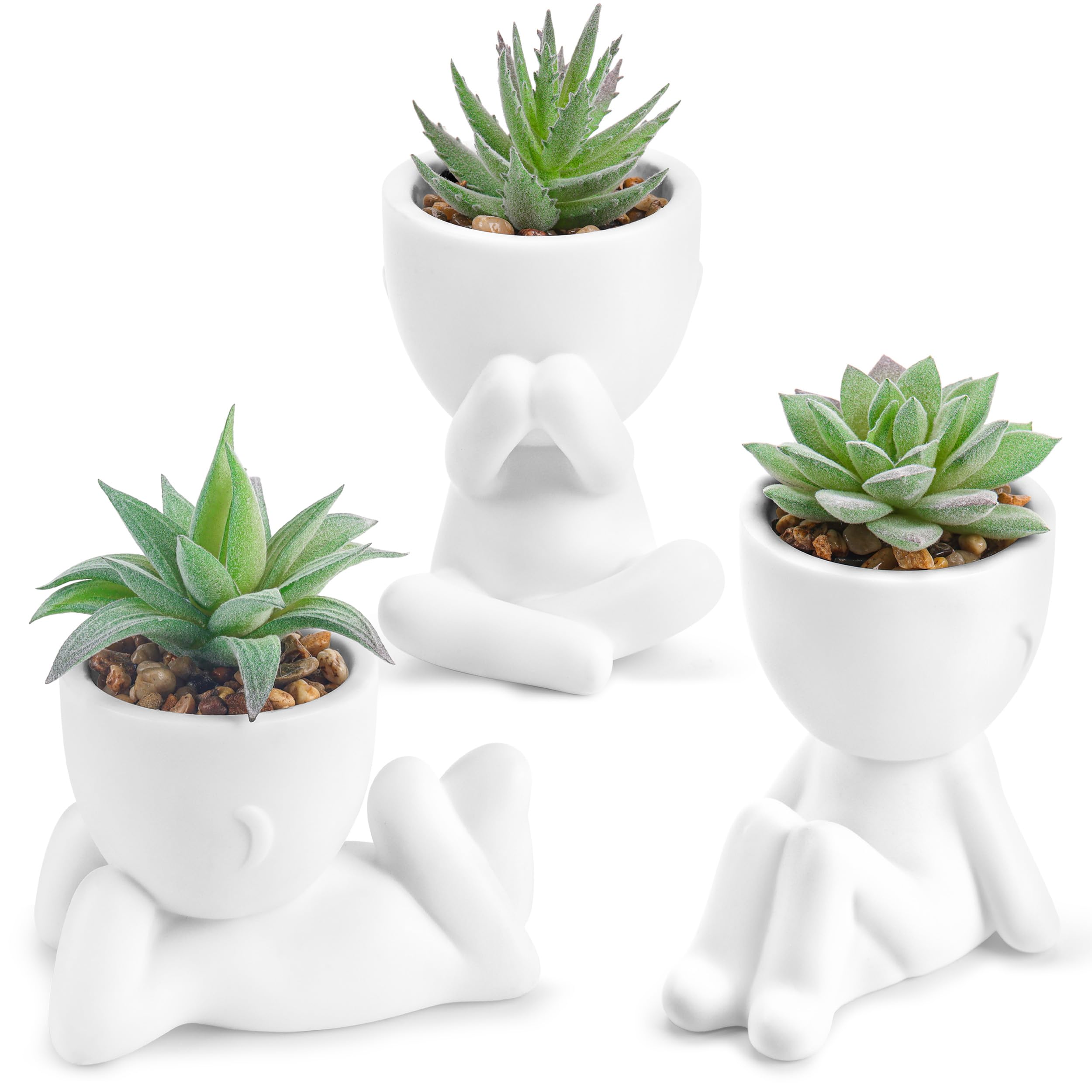 Der Rose 3pcs Fake Succulents Plants Artificial for Bathroom Bedroom Home Room Decor Aesthetic Indoor