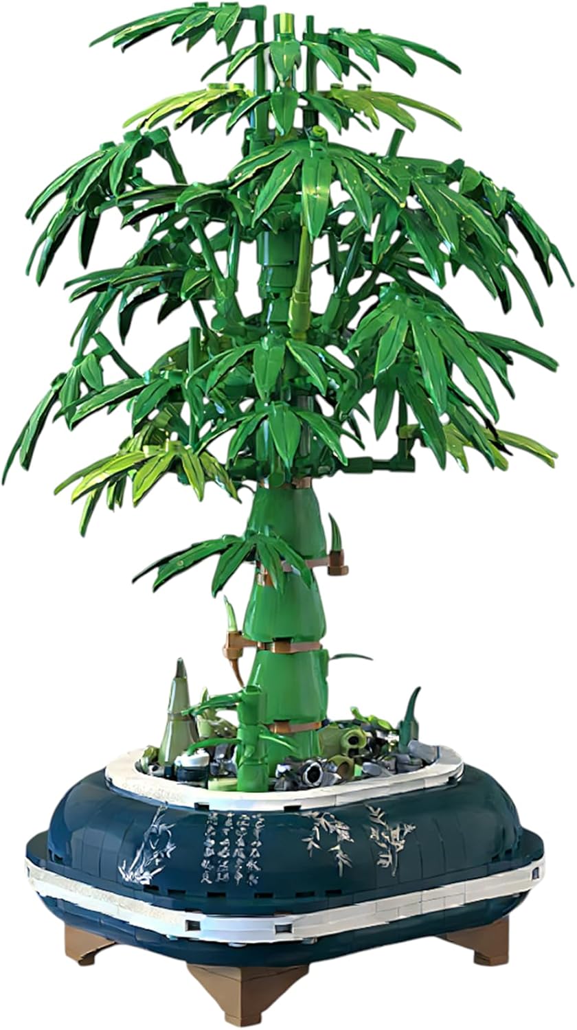 DIY Lucky Bamboo Building Set for Adults – Realistic Artificial Desk Plant for Office Decor, Zen Stress Relief Decoration, Aesthetic Gift for Birthdays and All Events