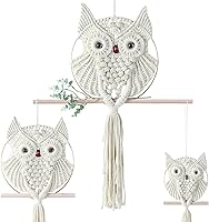 Vista 25 de MVSUTA Owl Burgundy Cotton Handmade Macrame Wall Hanging Tapestry Home Decor Art and Red Craft Wonderful Decoration Woven Boho Ornament for Office