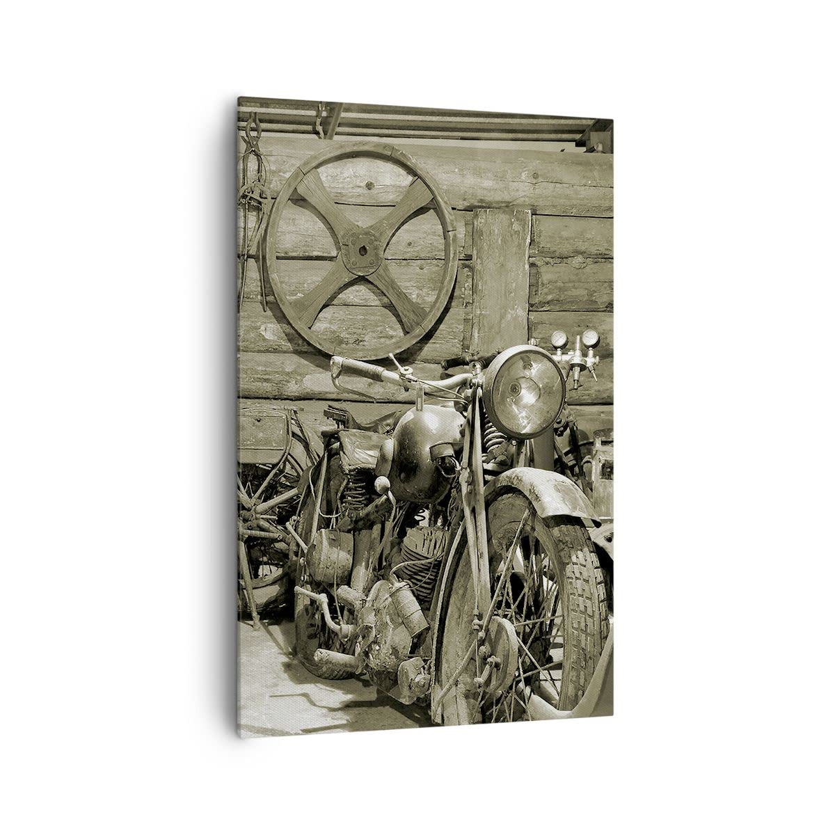 ARTTOR Lienzo Decorativo 80x120 cm Moderno Vertical Coches Vintage - 3519 | Taller Motor Cuadro sobre Lienzo Grande Arte mural Decoración del Hogar Salón Dormitorio Cocina sobre Lienzo Cuadros de Pared