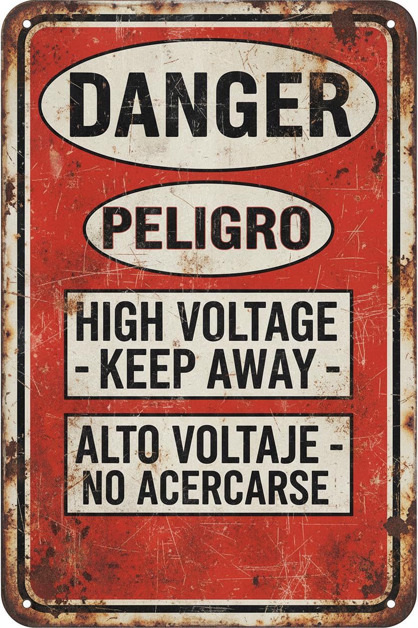 Wall Decor Bilingual Osha Danger Sign: In Front Of This Electrical Panel Must Be Kept Clear For 36 Inches Metal Sign 8x12Inch Clear Signage For S, Fences Vintage Signs Aluminum Plates Printed
