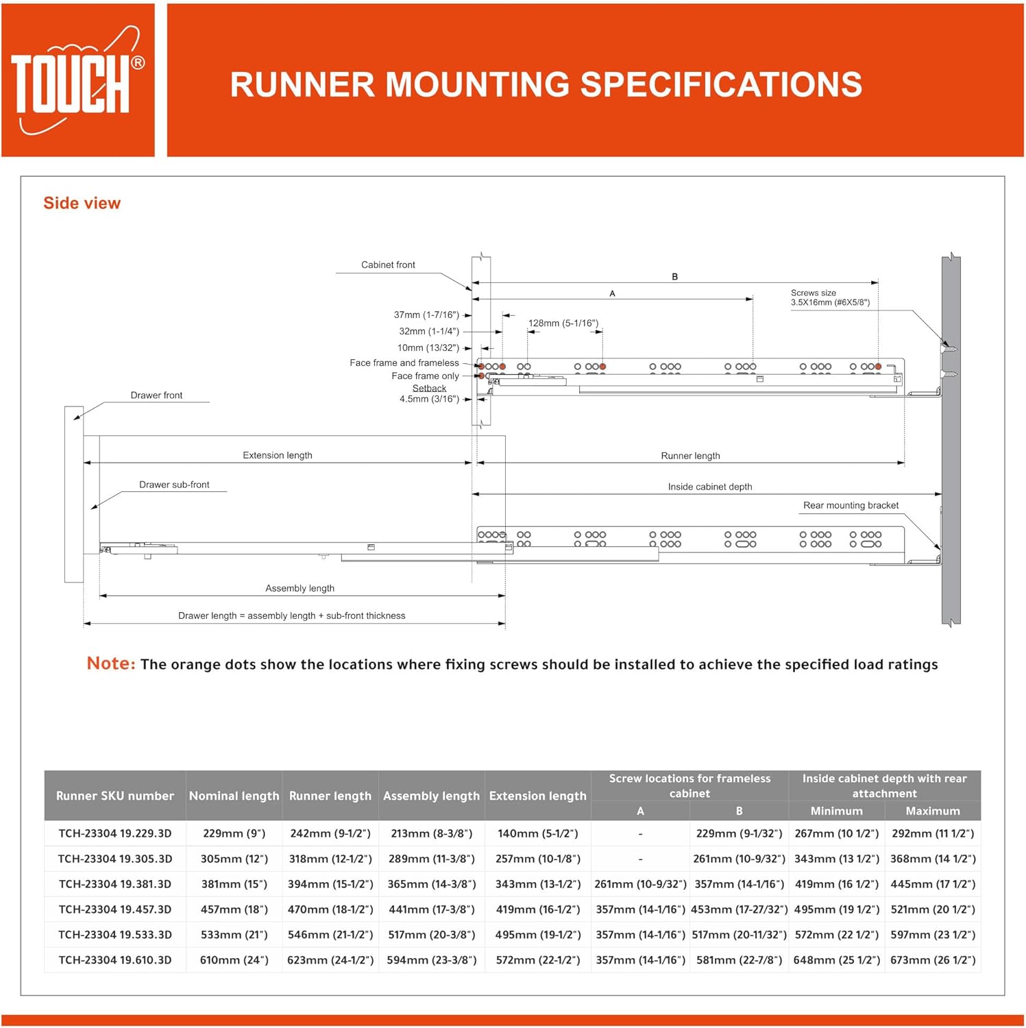 TOUCH Undermount Drawer Slides, Push-Open (1 Pair, 15 Inch 381mm) for 3/4 Inch Side Panel, Kitchen Concealed Drawer Track Guide, Bottom Mount, 75 LB Capacity 3D Adjustable Lock Device.