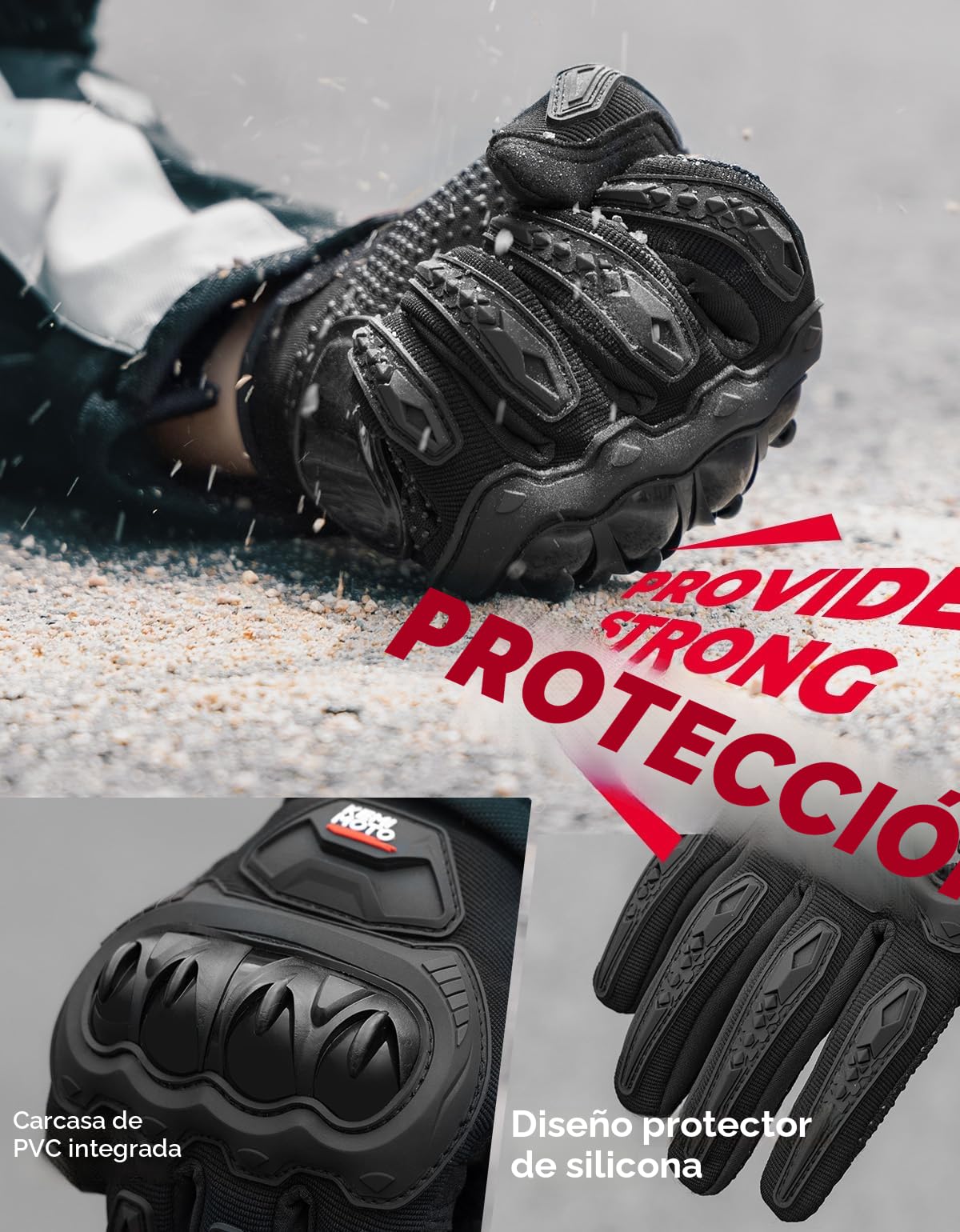 KEMIMOTO Guantes Moto Hombre, Guantes Moto Verano Protector Nudillos, Transpirables Exterior Pantalla Táctil para Hombre y Mujer, para Motos, Bicicletas, Scooters, Caza