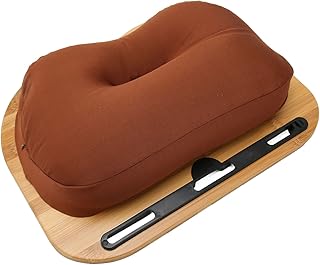 PUSOKEI Lap Desk with Pillow Cushion,Laptop Desk Bamboo Wood Lap Tray with Phone Holder Anti-Slip Stopper,Portable Laptop Table,Fits Up to 15.6 Inch Laptop